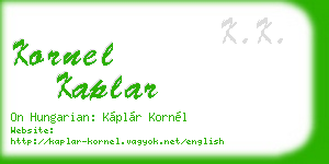 kornel kaplar business card